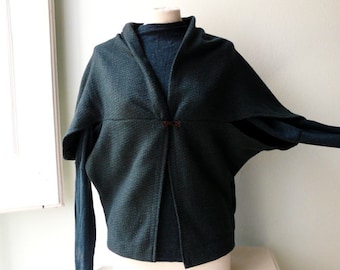 Cocoon cardigan 1920-50s-style PDF sewing pattern. Geometrical diamond pieces easy to sew