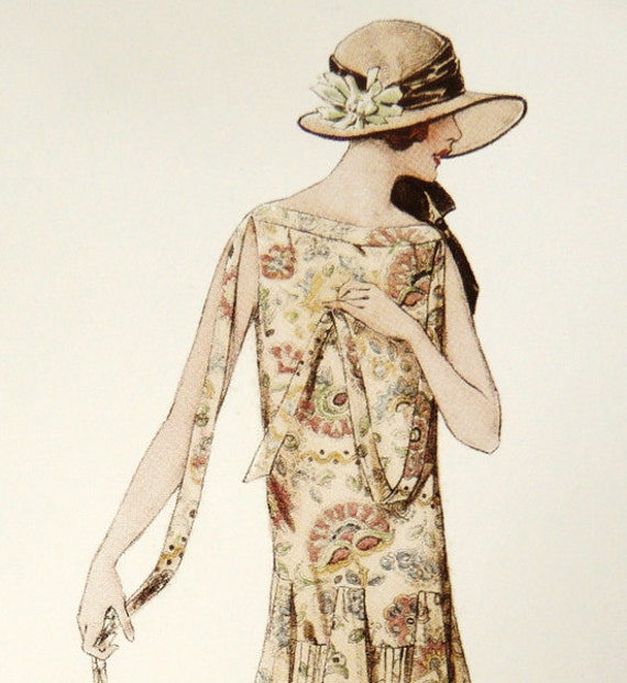 patrón de vestido años 20. Falda con final plisado y - Etsy España