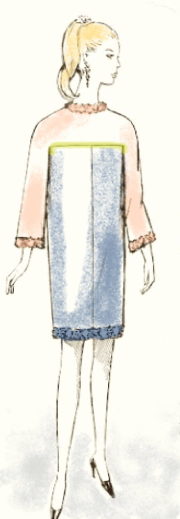 Modello di cucito in formato PDF per abito, cappotto e top in stile Mondrian degli anni '60.
