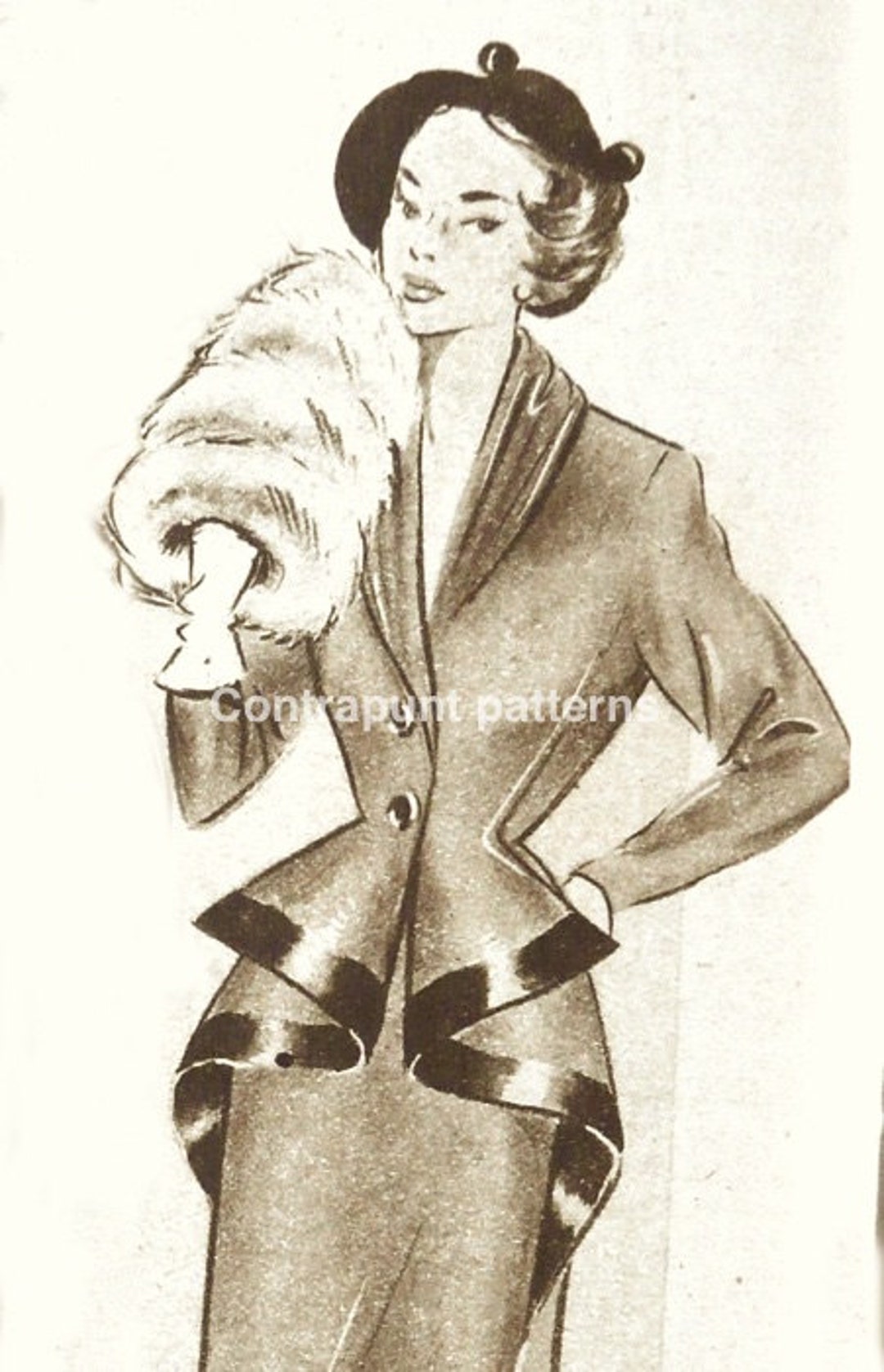 1956 Smoking-jacket Sewing Pattern. smoking Collar and Large Pleats ...