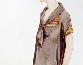 1920s pencil dress sewing pattern. Sailor collar and adjustable bows at the hips.
