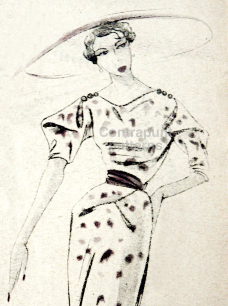 Draped cross neck-scarf Drop shoulders sleeves 1930s-40s Jacket-blouse sewing pattern