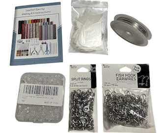 Leather Earring Making Supplies Crafts New & Used Templates Split Rings Earwires