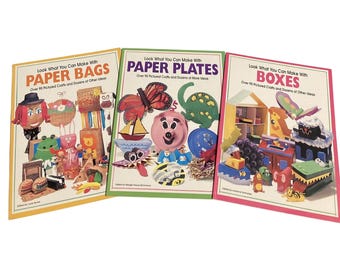 Vintage Craft Books: Paper Plates, Boxes, Bags – 1st Ed Lot of 3