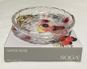 Small 6.5” Plate Dish Soga Glass Company Japan Napoli Rose A1898S NOB