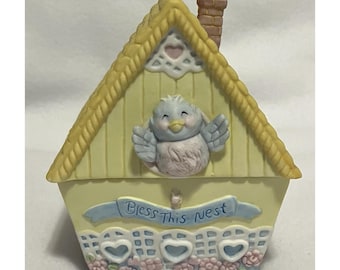Vtg 1998 Figis Bless This House Ceramic Birdhouse Cheese Gift Box Marshfield WI