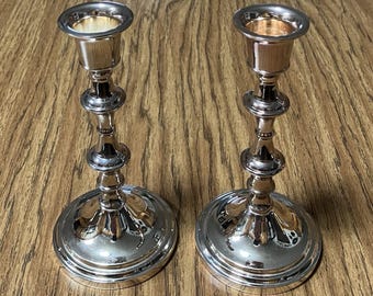 Silver Plated Zinc 6” Candlesticks Candleholders for Taper Candles England