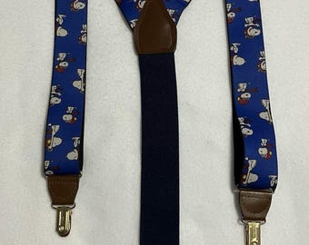 Vtg 1971 Peanuts Snoopy Novelty Suspenders Y-Back Clip CAS Germany Blue