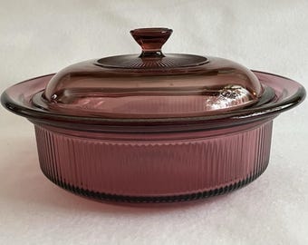 Vtg Corning Visions Pyrex 1 Qt Casserole Baking Dish V-31-B Matching Glass Lid