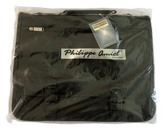 Maletín para documentos Philippe Amiel New York para hombre, modelo 50702, piel sintética negra, nuevo en su embalaje original.