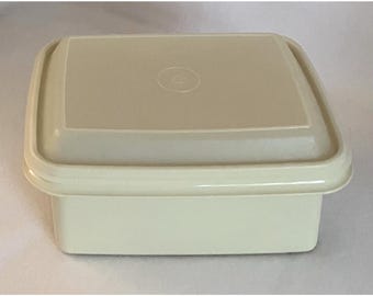 Vtg Tupperware Freeze-N-Save Ice Cream Keeper 1254-9 Original Lid 1255 Almond