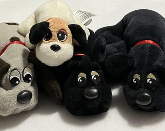 Three Vintage 1986 Plush Tonka Pound Puppies One 2024 Basic Fun Puppy Lot of 4