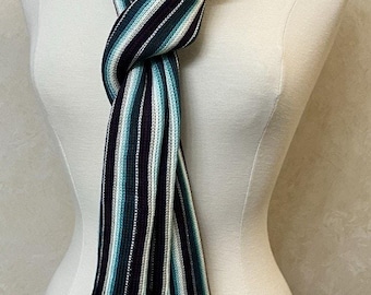 Womens Coldwater Creek Multi Stripe Scarf w Fringe Stretchy Multicolor 72X12 NWT