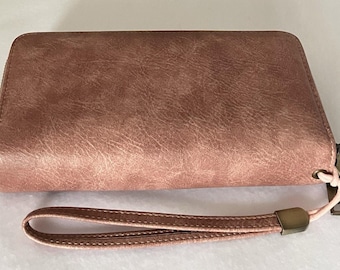 Womens Unbranded Accordion Wristlet Wallet Double Zipper Holds 36 Credit Cards