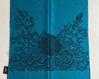 Womens P&T 100% Pashmina Reversible Shawl Wrap Scarf w Fringe 26 X 80 Turquoise