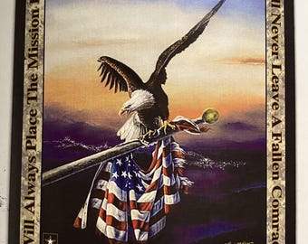 Army Warrior US Military Tapestry Throw Blanket Made in USA 50X60 J&A Marketing