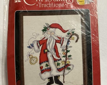 Vtg Father Christmas Traditions Cross Stitch Kit Designs for the Needle 14X17