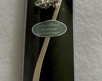 Regent Square Silver Plated Bookmark with Genuine Crystal Bear Non-Tarnish Gift