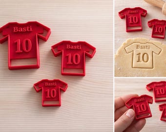 Ausstecher Trikot personalisiert Name Nummer – Fußball Keksform – Kindergeburtstag Backen Verein Geschenk