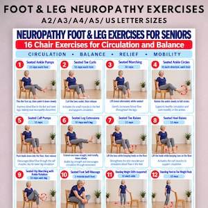 Neuropathy Foot & Leg Exercises for Seniors, 16 Chair Mobility Chart (PDF Download)