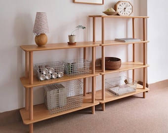 Holz Vitrine Boden Bücherregal frei stehendes modernes Bücherregal mehrreihiges Bücherregal Dekor