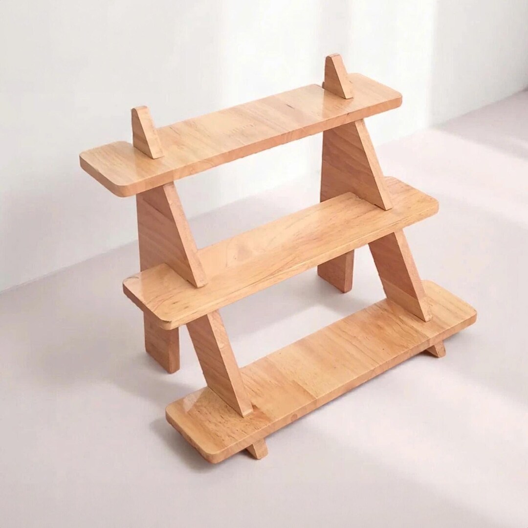 Mini Display Rack Wooden Tiered Shelf Plant Stand Wood Organizer ...