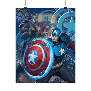 Captain America Marvel Rivals Poster - Avengers Satin Art Print Gaming Decor image 12