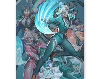 Marvel Rivals White Fox Canvas Art - Ami Han Duelist Matte Gaming Wall Decor