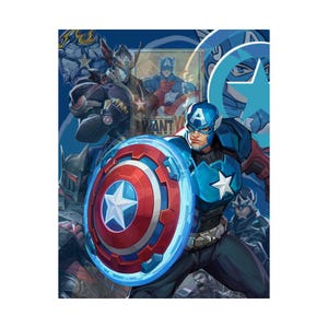 Captain America Marvel Rivals Poster - Avengers Satin Art Print Gaming Decor image 1