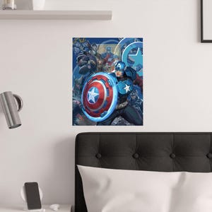 Captain America Marvel Rivals Poster - Avengers Satin Art Print Gaming Decor image 13