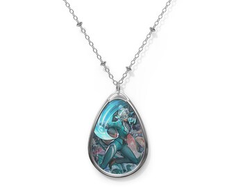 Marvel Rivals White Fox Gaming Oval Necklace - Ami Han Duelist Pendant