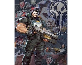 Marvel Rivals Punisher Poster - Frank Castle Satin Art Print Gaming Decor