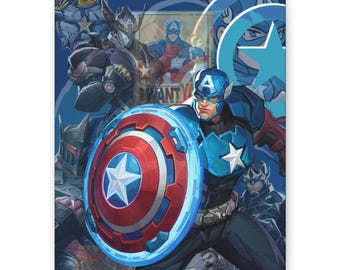 Captain America Marvel Rivals Canvas Art - First Avenger Stretched Matte Decor