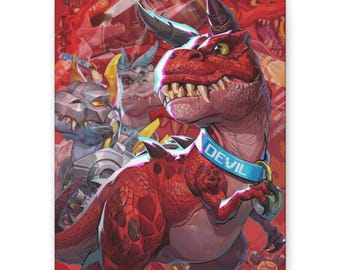 Devil Dinosaur Marvel Rivals Canvas Art - Vanguard Stretched Matte Gaming Decor