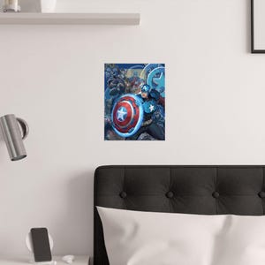 Captain America Marvel Rivals Poster - Avengers Satin Art Print Gaming Decor image 3