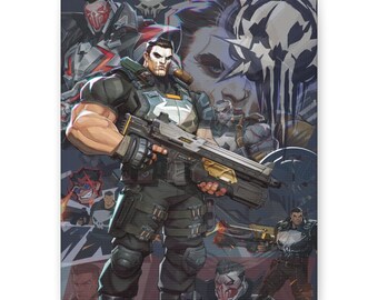 The Punisher Marvel Rivals Canvas Art - Lethal Vigilante Stretched Matte Decor