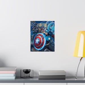 Captain America Marvel Rivals Poster - Avengers Satin Art Print Gaming Decor image 5
