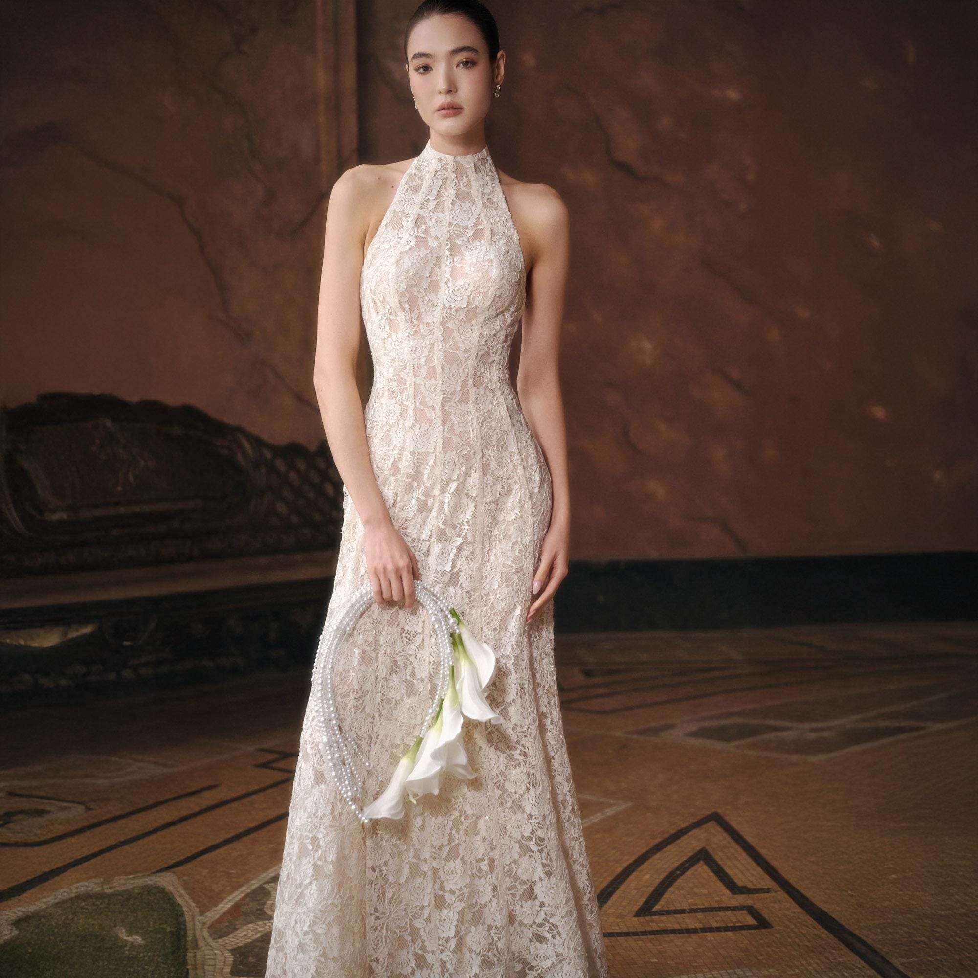 Lace Halter Neck Wedding Dress - Etsy