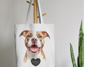 Personalized Pet Tote Bag Pitbull, Dog Mom Tote Bag, Dog Owner Gifts, Dog Mom Shoulder Bag, Christmas Gifts, Custom Pet Gifts