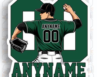 Sticker attrapeur de baseball personnalisé, nom personnalisé numéro vinyle autocollant (imperméable)