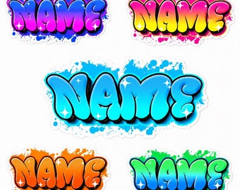 Sticker nom graffiti personnalisé : Sticker art mural personnalisé en vinyle imperméable