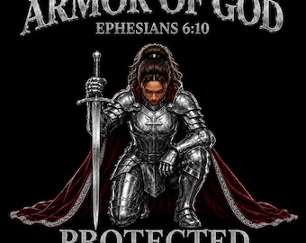 Armor of God Female Warrior DTF Decal, Ephesians 6:10 Christian Sticker