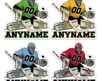 Autocollant personnalisé pour gardien de but de hockey, Décalcomanie en vinyle personnalisée avec numéro et nom, Accessoire de sport imperméable