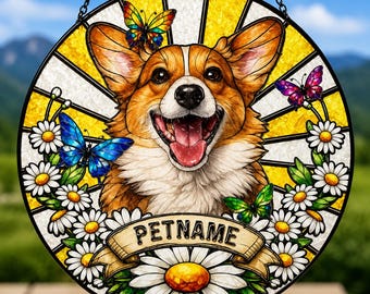 Attrape-soleil en verre teinté commémoratif pour animal de compagnie, ornement personnalisé de portrait de chien