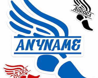 Sticker d'athlétisme personnalisé, Sticker nom personnalisé pour chaussures ailées, Sticker pour tapis de course en vinyle