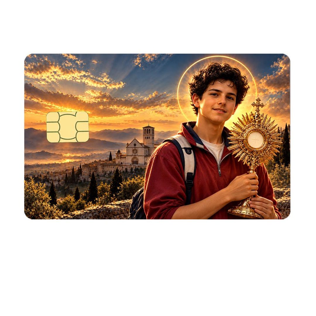 Add Debit Card Saint Carlo Acutis Credit Card Skin Sticker, Catholic Debit Card Decal ...