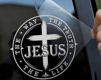 Autocollant croix chrétienne Jésus le chemin La vérité la vie, vinyle imperméable