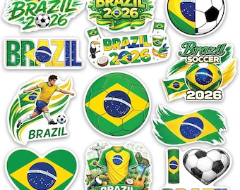 Lot d'autocollants de football, Brésil, autocollants de supporters de la Coupe du monde 2026, lot de vinyles de football