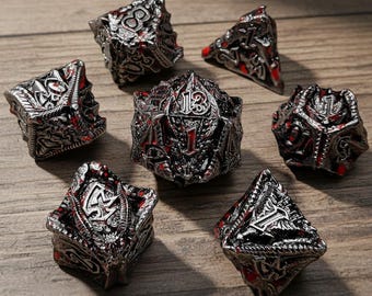 Set di dadi Dragon Metal, dadi poliedrici gotici fantasy, dadi pesanti per giochi di ruolo e Dungeon Master, regalo perfetto per il Dungeon Master.