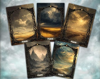 10 carte proxy terra base Pianura, set Pianure di Dark Fantasy MTG, illustrazione a tutta pagina di Holy Wasteland, foil o non foil